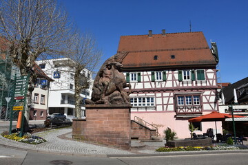 War Memorial statue (2005) in Dahn City Center Germany, 2017