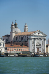 Fototapeta na wymiar Basilica di Santa Maria della Salute,view from the boat, Venice, Italy,2019,Venice Dorsoduro quarter