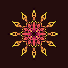 Dark background Mandala Ornament vector, Mandala circular pattern design for Henna, Mehndi, tattoo, decoration. Decorative ornament in oriental ethnic style.