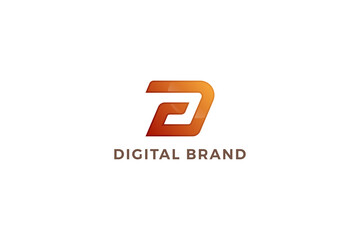 Letter D orange color creative 3d glittering business logo