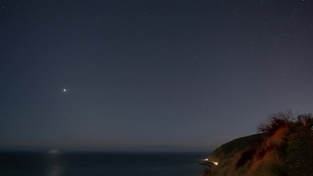 Malibu Pacific Coast Highway Sunset PCH light streaks cars driving Time Lapse 6K source
