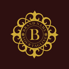 circle monogram royal ornament with initial B vector logo design