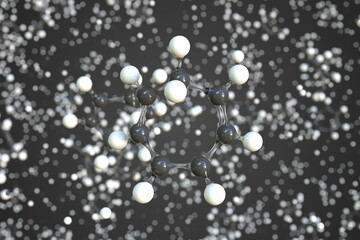 Cycloheptatriene molecule, scientific molecular model, 3d rendering