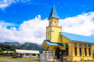 Fototapeta na wymiar Tahiti and Moorea Islands Catholic churches French Polynesia