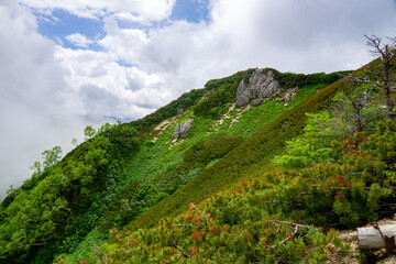 北アルプスの風景　燕山荘の登山道から