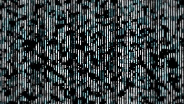 No signal old vintage TV. Static color noise. Glitch Error Video Damage loop Animation Background. Bad interference. Broken antenna. Distortion and Flickering, analog TV signal. Vertical color bars