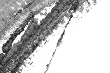 black white abstract acrylic painting color texture on white paper background by using rorschach inkblot method