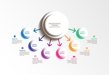 Presentation business infographic template circle colorful with 6 step