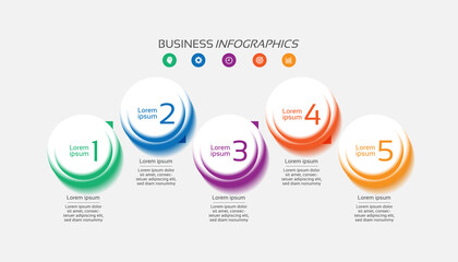 Presentation business infographic template circle colorful with 5 step