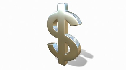 Silver dollar sign on a white background 3d-rendering