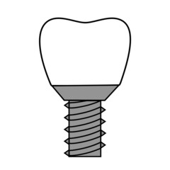 シンプルなインプラントのイラスト。何にでも使えるネジと歯。