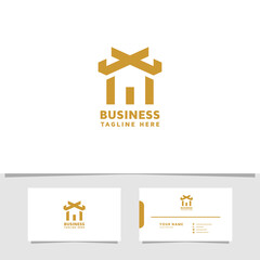 Simple and minimalist asian house logo with business card template