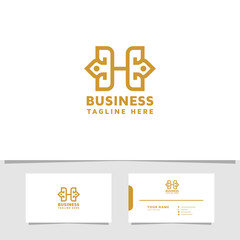 Ornamental letter H logo with business card template