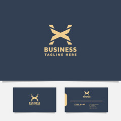 Simple and minimalist geometric letter X logo with business card