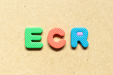 Foam alphabet letter in word ECR (Abbreviation of Efficient Consumer Response, Early Career...