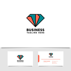 Simple and minimalist colorful diamond logo with business card