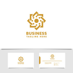 Gold flower pattern logo with business card template