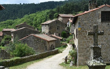 Fototapeta na wymiar Medieval village, Chalencon, Auvergne, France