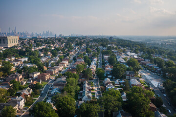 Obraz premium Aerial of Fort Lee New Jersey Showing NYC Skyline