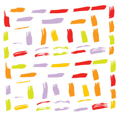 Yellow Watercolor Acrylic. Red Brushstroke Abstract. Brushes Acrylic. Ink Graffiti. Paintbrush Isolated. Paint Creative. Texture Scratch. Set Distress. Grungy Collection.