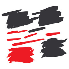 Black Watercolor Scratch. Red Brushstroke Square. Brushes Freehand. Ink Chinese. Paintbrush Freehand. Paint Chinese. Art Splatter. Set Acrylic. Grungy Isolated.