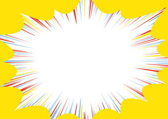 3色集中線　吹き出しフレーム