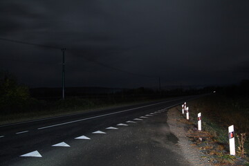 driving on the road at night
