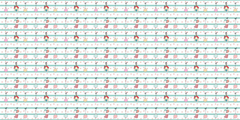 Christmas patterns designed in doodle style in bright colors suitable for digital paper, t-shirt designs, gift wrapping paper, Christmas decorations, fabric prints, cushion designs, T-shirt, wallpaper