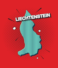 Pop art map of liechtenstein