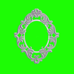 luxury antique vintage Louis floral white 3d frame for mirror decoration or photo green screen