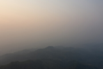 Fototapeta premium PM 2.5 in mountain view at Chiang Rai province, North of Thailand on 25 Mar 2021 morning 7.00 am.