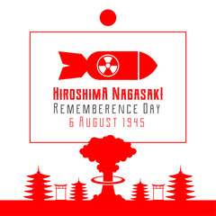 vector illustration of Hiroshima day with Hiroshima Peace Memorial. August 6th. japanese bombing memorial poster in world war 2