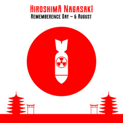 vector illustration of Hiroshima day with Hiroshima Peace Memorial. August 6th. japanese bombing memorial poster in world war 2