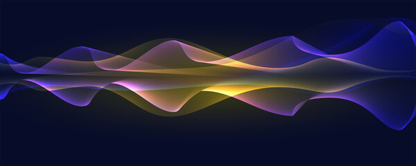 Flowing abstract pattern. Curved wavy lines. Glowing lines blending on color background. Vector illustration