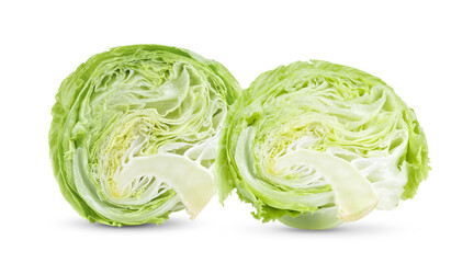 ​Slice Green Iceberg lettuce on White