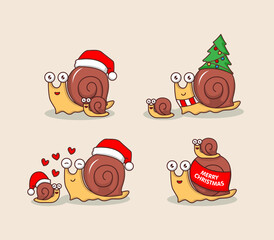 Cute snail Christmas mascot design