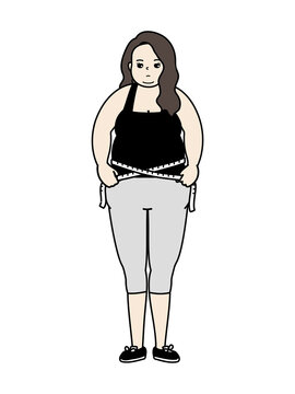 recommend clip art: ウエストを計測する太った女性