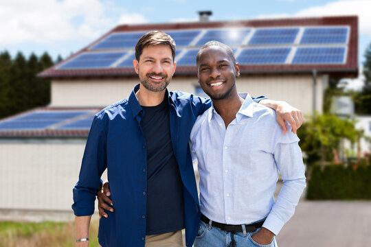 Gay Couple In Front Of New House