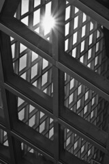 metal grid windows in building