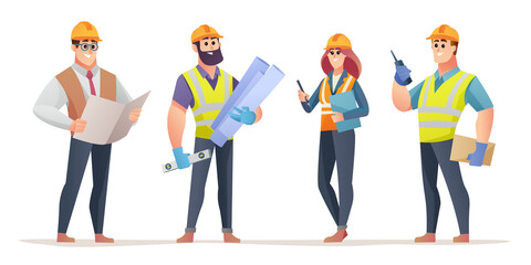 Obraz premium Set of engineers cartoon character