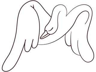 swan vector comic catoon , on white background, animal catoon vecto, hand write and drawing, Coloring exercises for children concept, child meditation concept