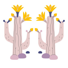 Green and pink cactus vector, on a white background.