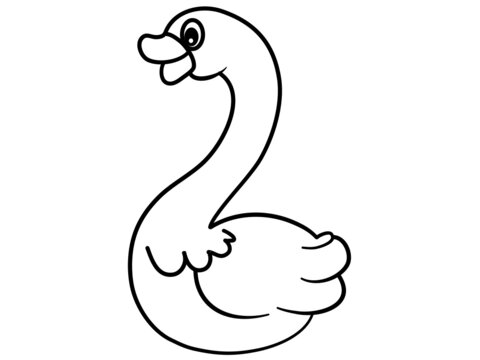 swan vector comic catoon , on white background, animal catoon vecto, hand write and drawing, Coloring exercises for children concept, child meditation concept