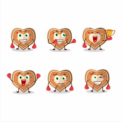 A sporty gingerbread heart boxing athlete cartoon mascot design