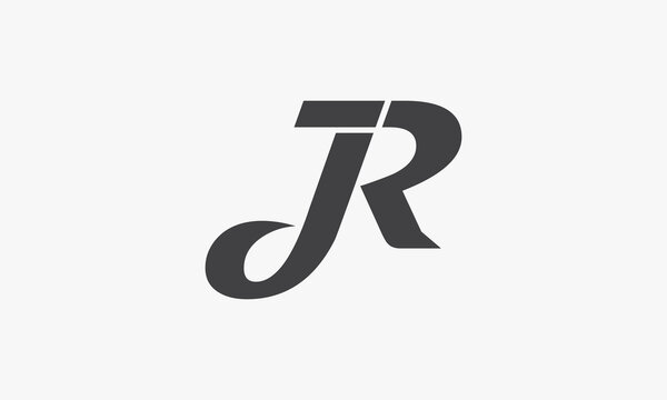 JR letter logo isolated on white background.