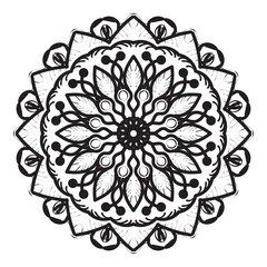 Black and white mandala with floral pattern. Coloring page.
