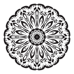 Black and white mandala with floral pattern. Coloring page.