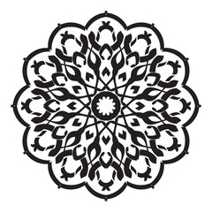 Black and white mandala with floral pattern. Coloring page.