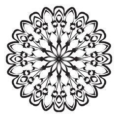 Black and white mandala with floral pattern. Coloring page.