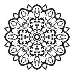 Black and white mandala with floral pattern. Coloring page.